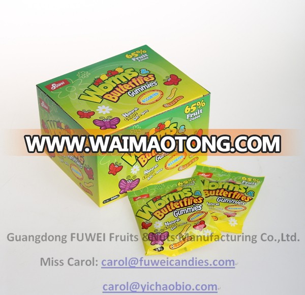 65% OEM fruit juice halal soft gummy jelly gelatin pectin sweets candy