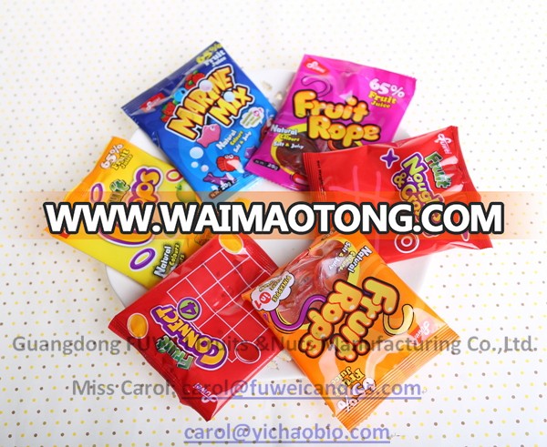 65% OEM fruit juice halal soft gummy jelly gelatin pectin sweets candy