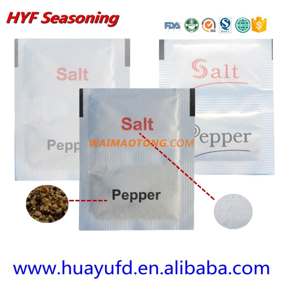 Sea Salt and Pepper Sachet dual pepper salt food seasoning for catering sets