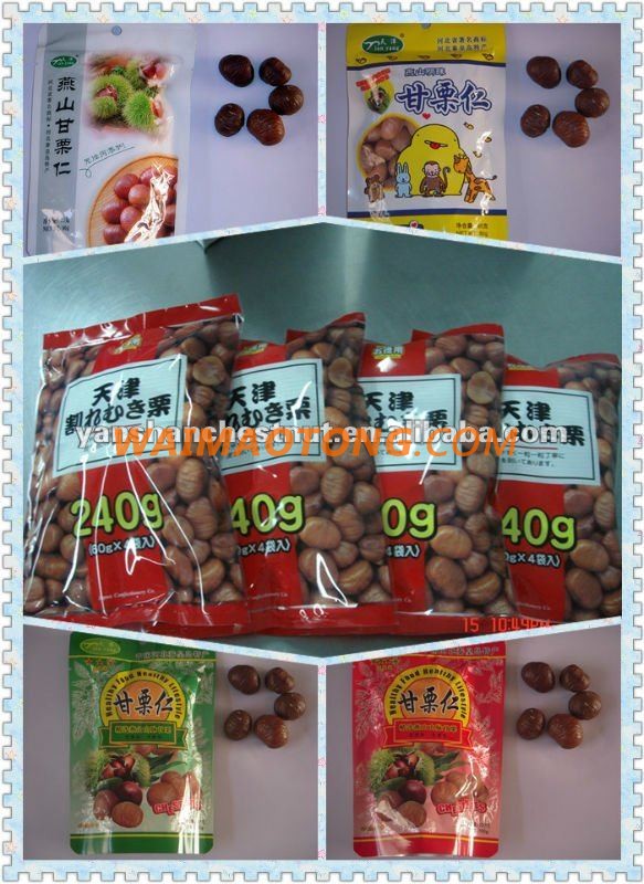 New Healthy Organic Shelled Cooked Chinese Chestnuts Snack Foods with Foil Bag