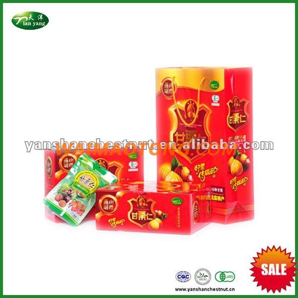 New Healthy Organic Shelled Cooked Chinese Chestnuts Snack Foods with Foil Bag