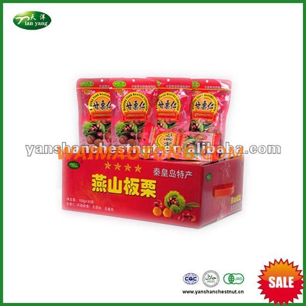 New Healthy Organic Shelled Cooked Chinese Chestnuts Snack Foods with Foil Bag