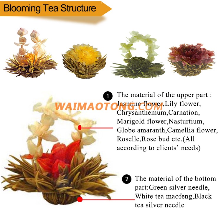 China Art Gift Organic Healthy Jasmine Blooming Flower Tea/Flowering Tea Ball Bloom