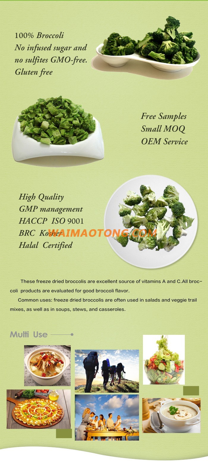 OEM Bulk Buy From China FD Broccoli Freeze Dried Broccoli