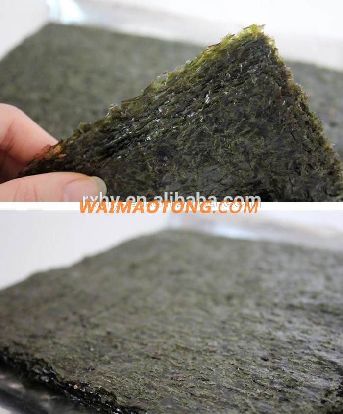 Chinese supplier 50 full sheets green roasted nori seaweed for sale