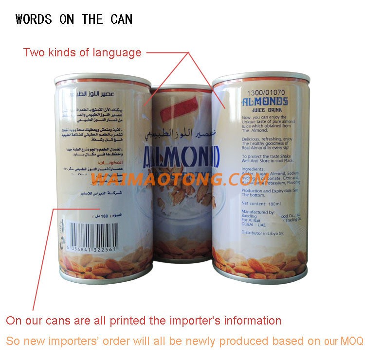 high quality grinding almond juice drink 180ml