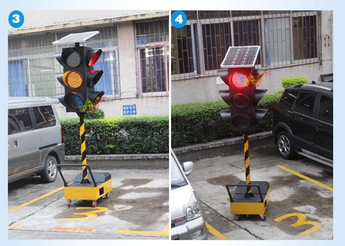 300mm Red Green Yellow Light Portable Solar LED Traffic Light