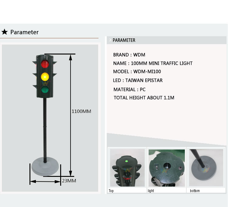 Customized Mini LED Toy Traffic Light for Kids Education