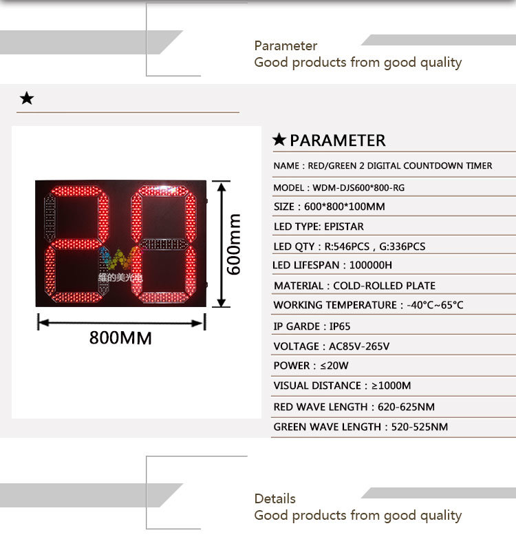 Two Digitals Dual Red Green LED Traffic Countdown Timer