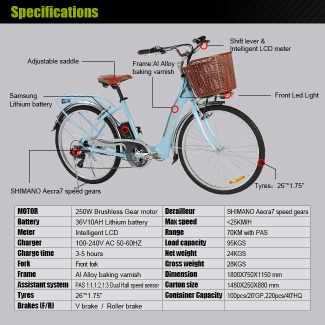 Ce En15194 Lady's Electric Bike Lweb-2601