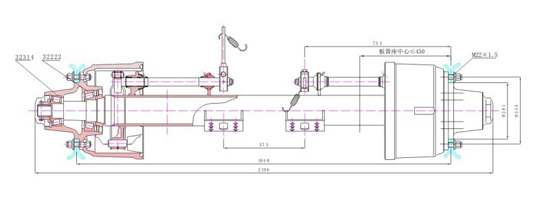 Germany Axle 12t 14t 16t Semi-Trailer Axle