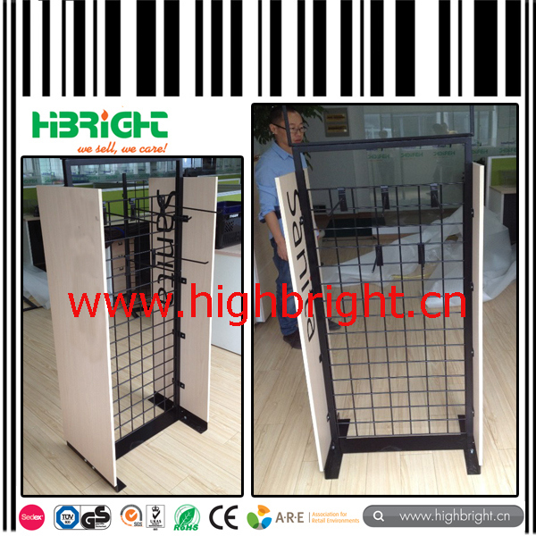 Wire Stacking Basket Rack for Supermarket with Side Advertising Board