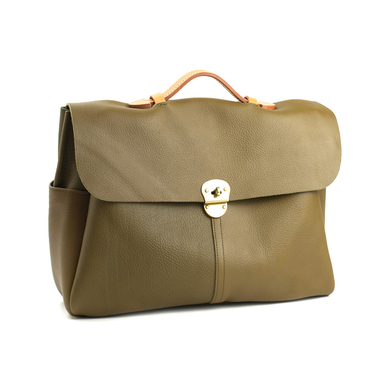 Newest Olive Color Leather Messenger Laptop Bag Men Briefcase