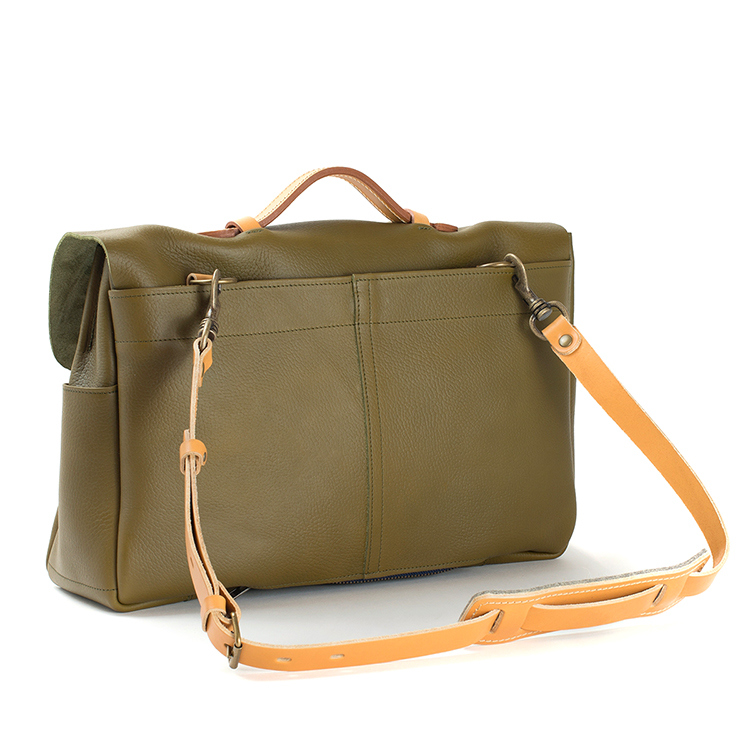 Newest Olive Color Leather Messenger Laptop Bag Men Briefcase