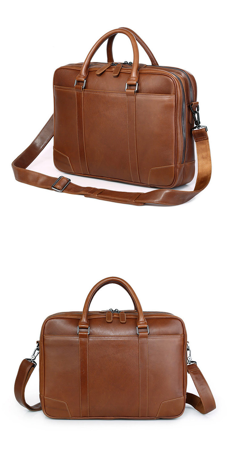 Vintage Brown Leather Tote Bag Laptop Briefcase for Mens