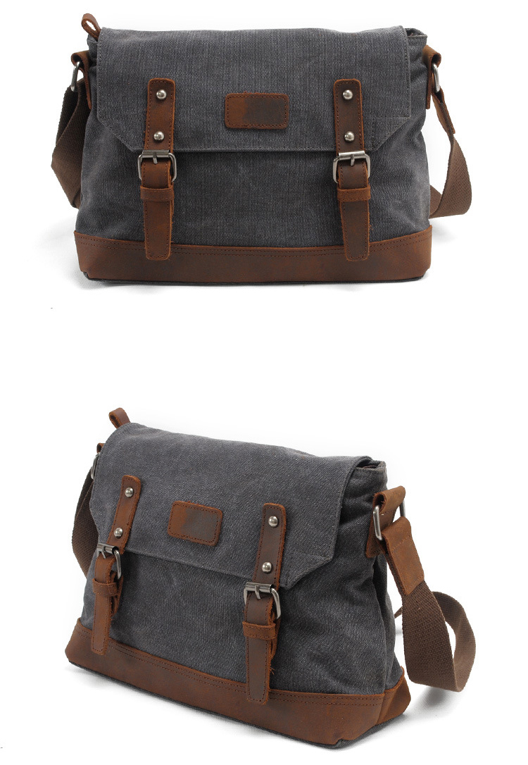 Factory Wholesale Vintage Style Waxy Canvas Bag Messenger for Men