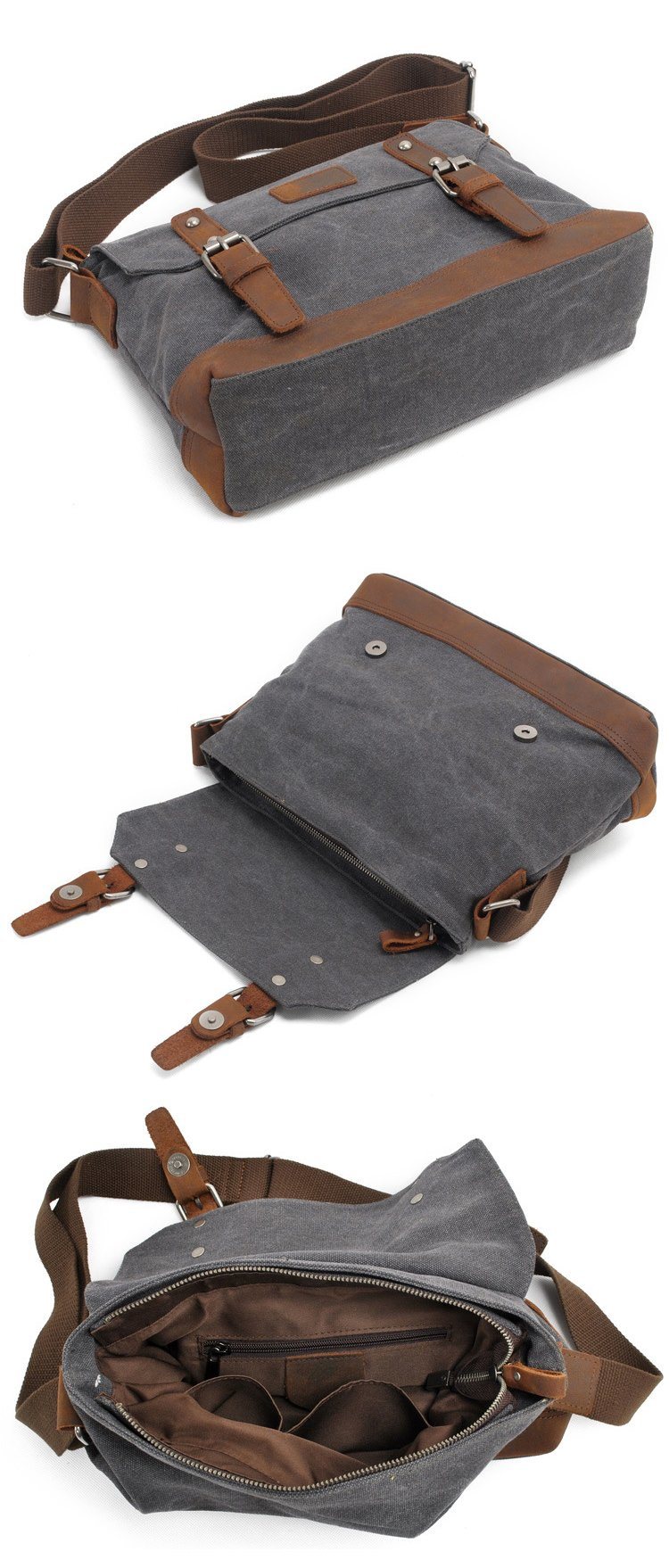 Factory Wholesale Vintage Style Waxy Canvas Bag Messenger for Men