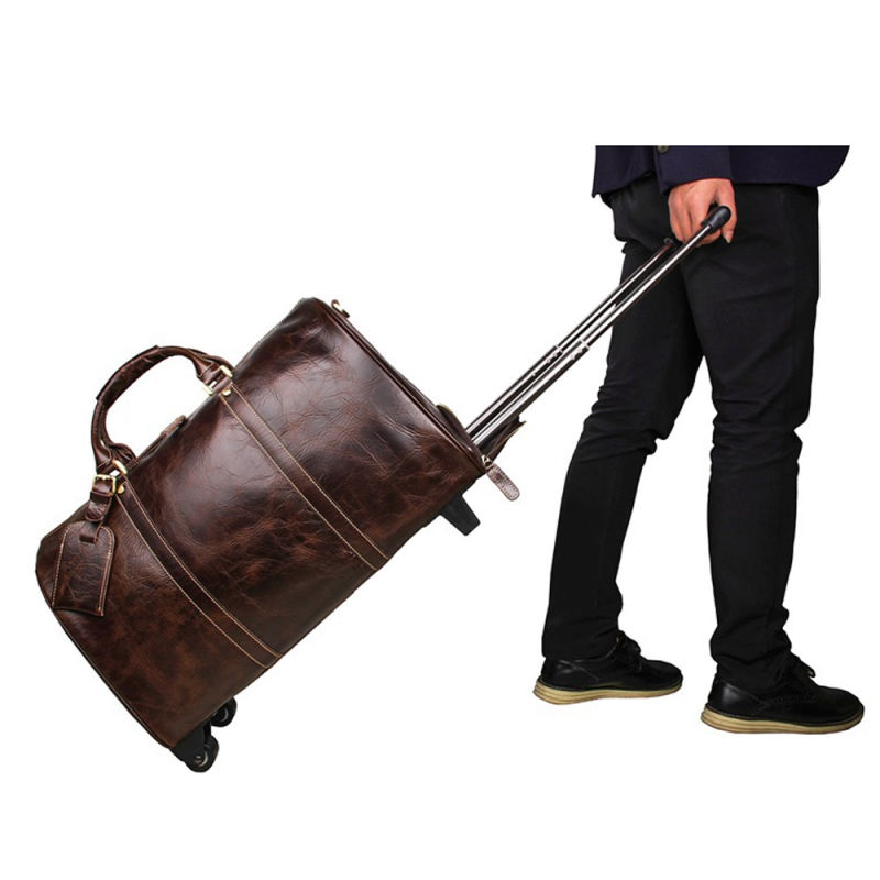 High quality Genuine Leather Trolley Travel Luggage Bag (RS-JM160810)