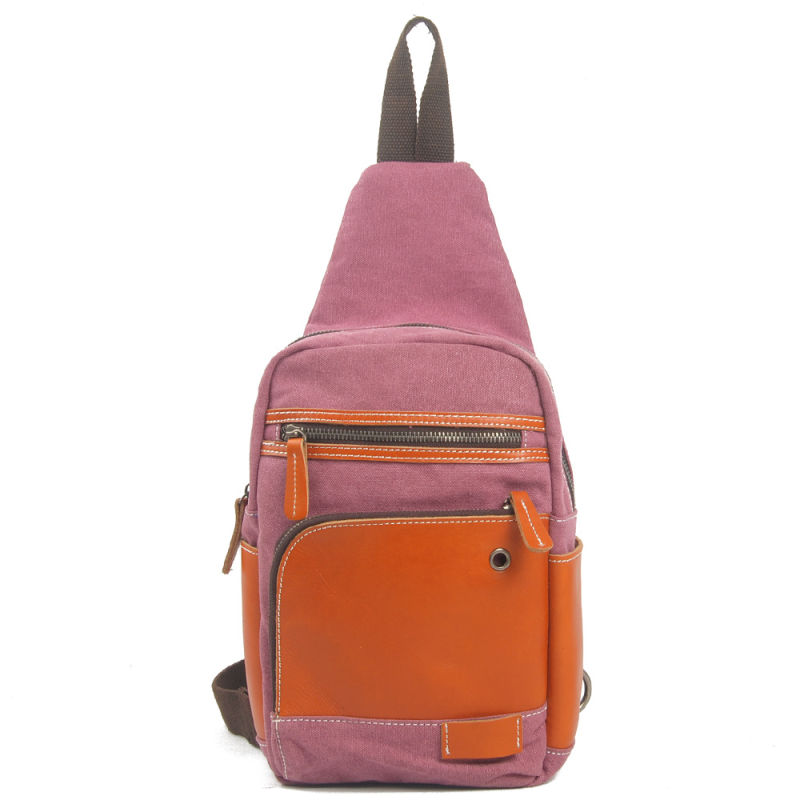 Girl Fashion Canvas Sport Chest Bag with Leather (RS-1018B)