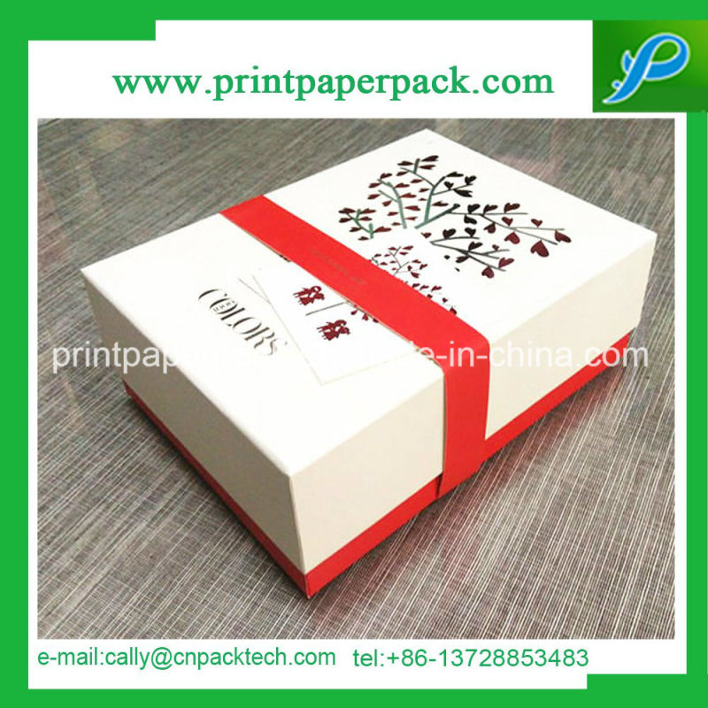 Rigid Paper Printing Gift Box with Ribbon Tie Closed