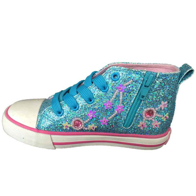 Ankle Cut Bling Beads Casual Vulcanizes Rubber Shoes for Children