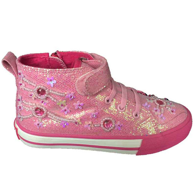 Ankle Cut Bling Beads Casual Vulcanizes Rubber Shoes for Children