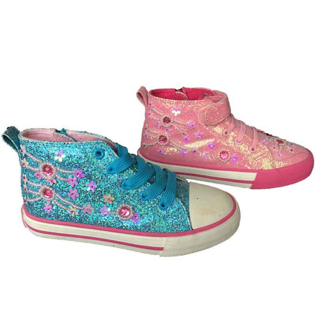 Ankle Cut Bling Beads Casual Vulcanizes Rubber Shoes for Children