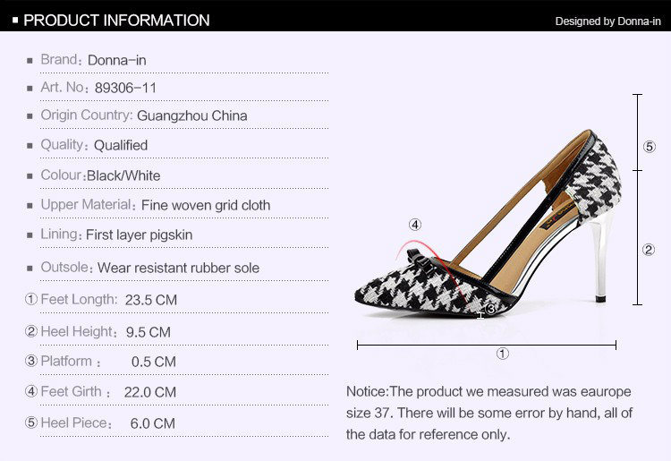 Lady Houndstooth High Heels Pumps Women Leather Bowtie Dress Shoes