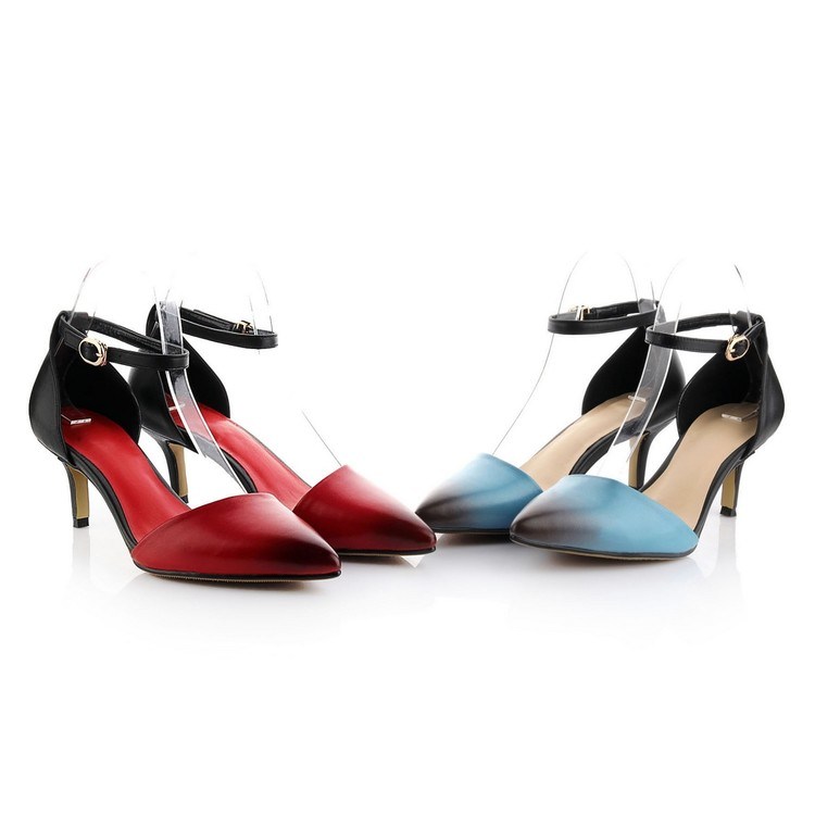 Lady Color Matching a-Shaped Buckle Belt High Heel Sandel Shoes