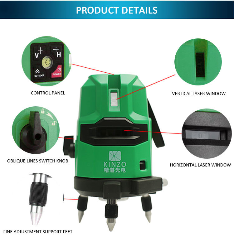 Measuring Tool Laser Level 4V1h Green Line Geographic Surveying Instrument