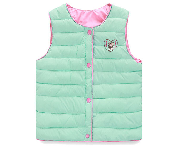 C1288 Winter Baby Kids Candy Color Cotton Feather Waistcoat Lovely Short Down Innerwearchildren Toddlers Contrast Color Embroidery Vest