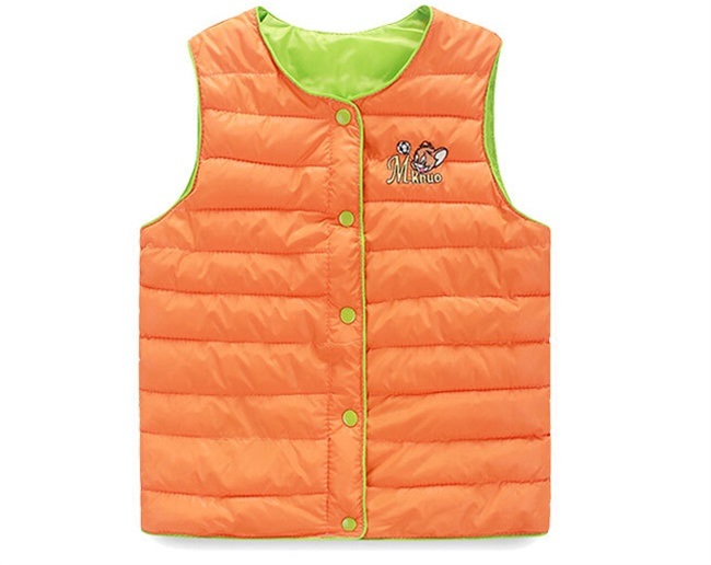 C1288 Winter Baby Kids Candy Color Cotton Feather Waistcoat Lovely Short Down Innerwearchildren Toddlers Contrast Color Embroidery Vest