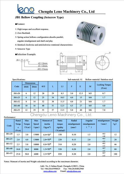 Stainless Steel Bellows Shaft Coupling for Stepper Motor