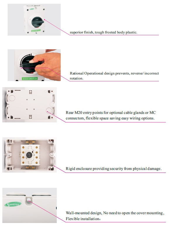 AC Rotary Switch DC1000V 4 Pole Solar DC Isolator Switch