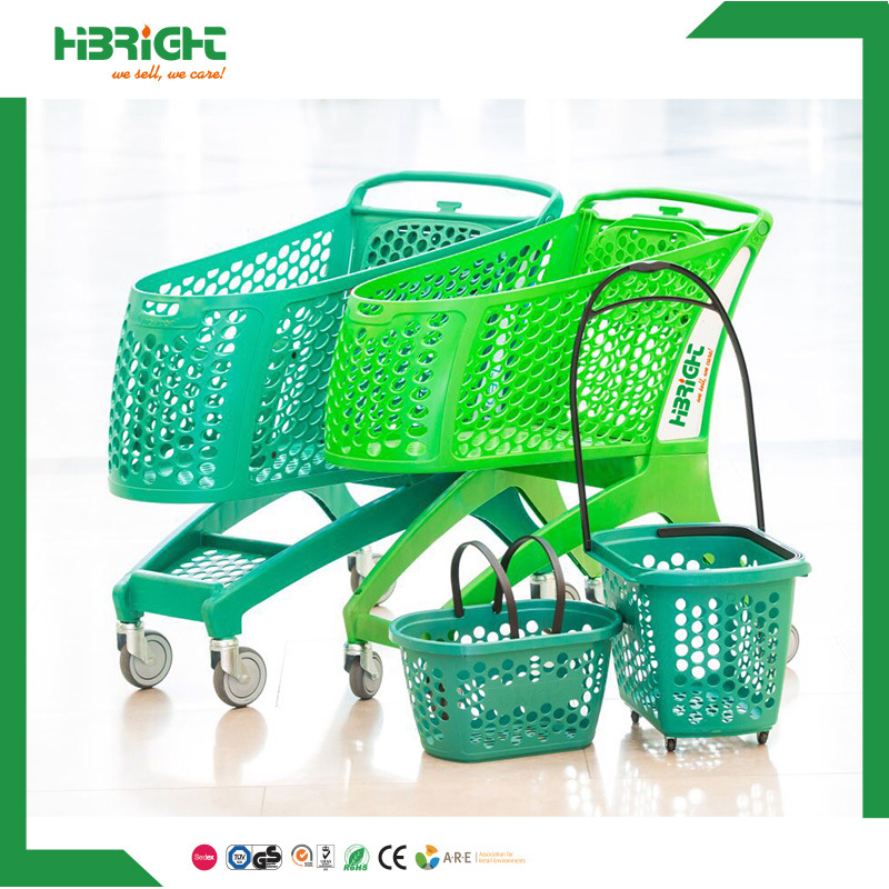 Virgin PP All Plastic Supermarket Hand Shopping Cart Trolley