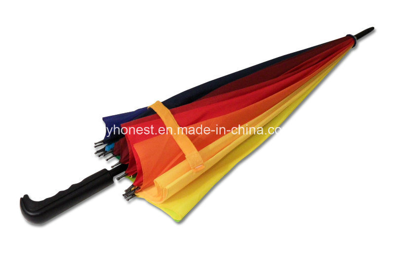 Promotional Auto Open 16k Colorful Rainbow Golf Rain Umbrella