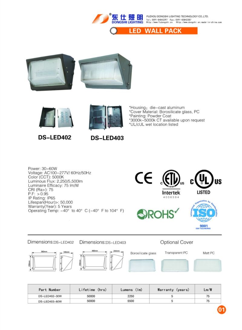 IP66 Die-Casting Housing 120W Outdoor LED Wall Lighting