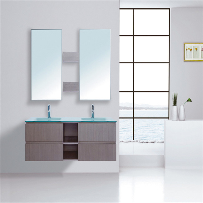 New Melamine Double Modern Bathroom Furniture with Glass Basin