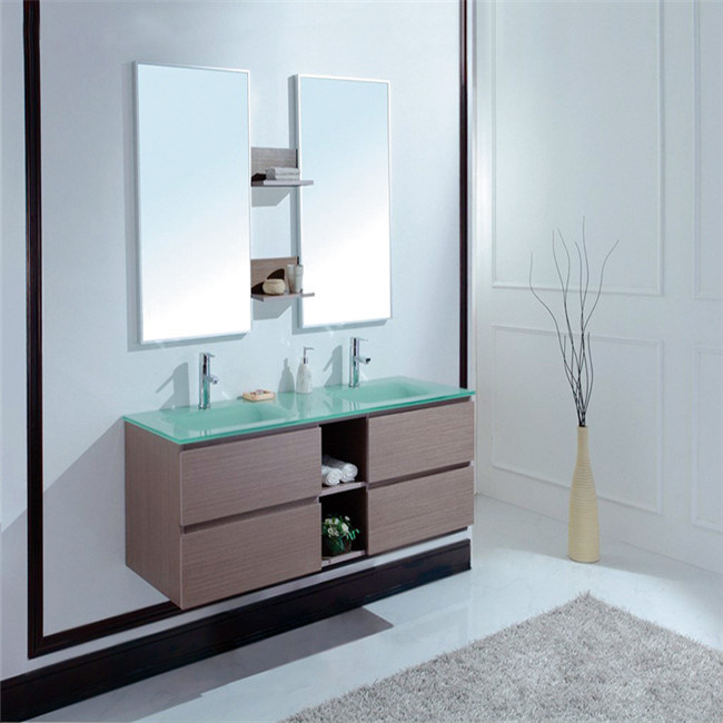 New Melamine Double Modern Bathroom Furniture with Glass Basin