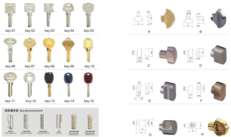 Euro Profile Solid Brass Door Lock Cylinder - Computer Kaba Key Series