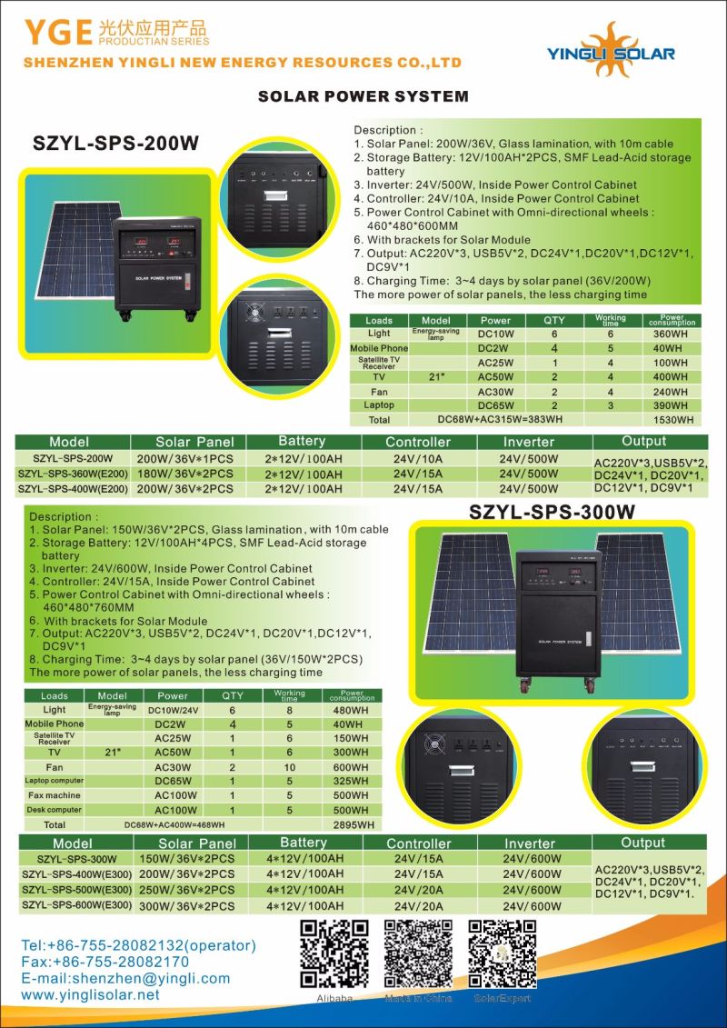 500W Solar Power Energy Home Generator System with Solar Panel