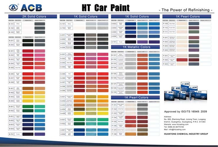 Auto Refinishing 1k Basecoat Color Car Paint