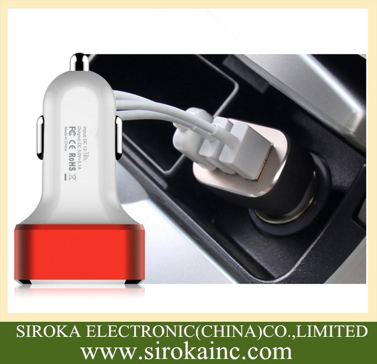 Portable Triple USB Car Charger Adapter with 5V 5.2A