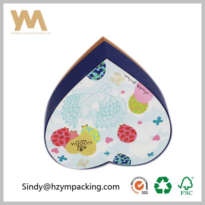 Rigid Paper Cardboard Heart Shape Packing Gift Box for Cosmetic