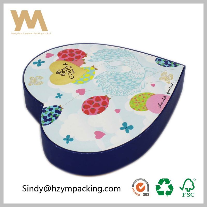 Rigid Paper Cardboard Heart Shape Packing Gift Box for Cosmetic