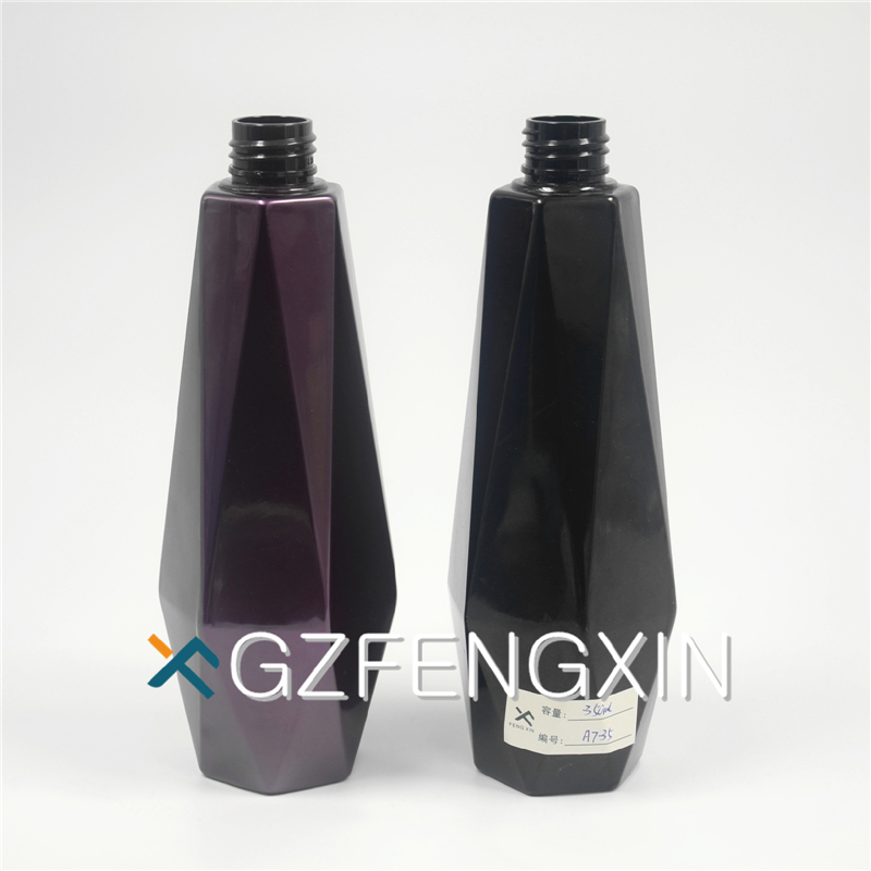 350ml 12oz Pet Plastic Black Special Shape Bottle with Pump for Shampoo