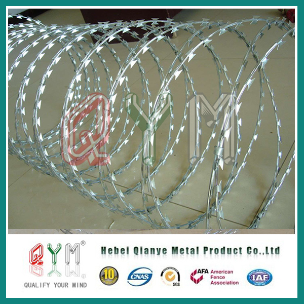 Stainless Steel Concertina Razor Wire / Galvanized Concertina Razor Barbed Wire