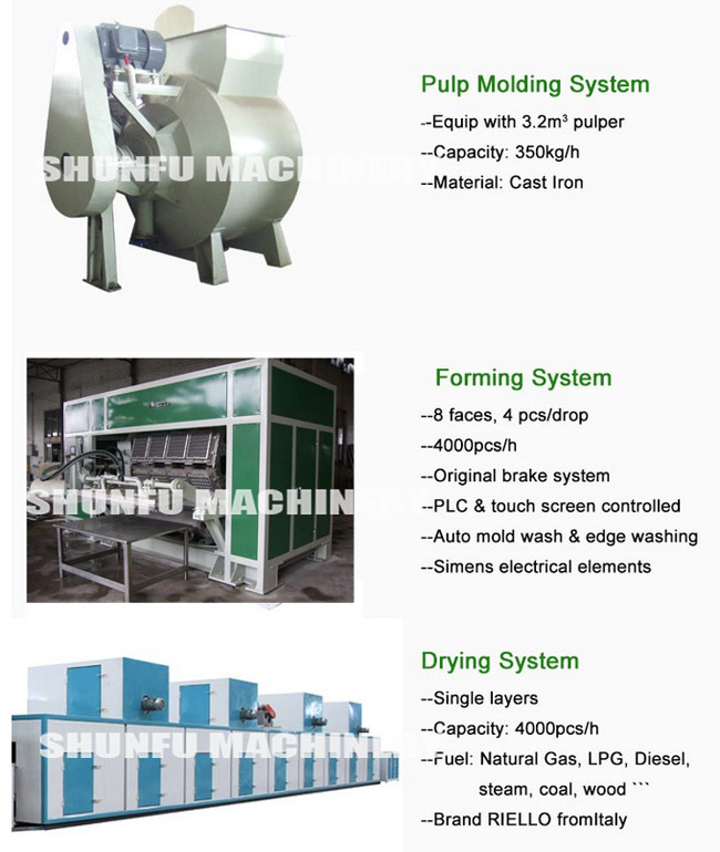 Capacity 4000-6000pic/H Paper Pulp Egg Fruit Carton Tray Form Making Equipment Machine