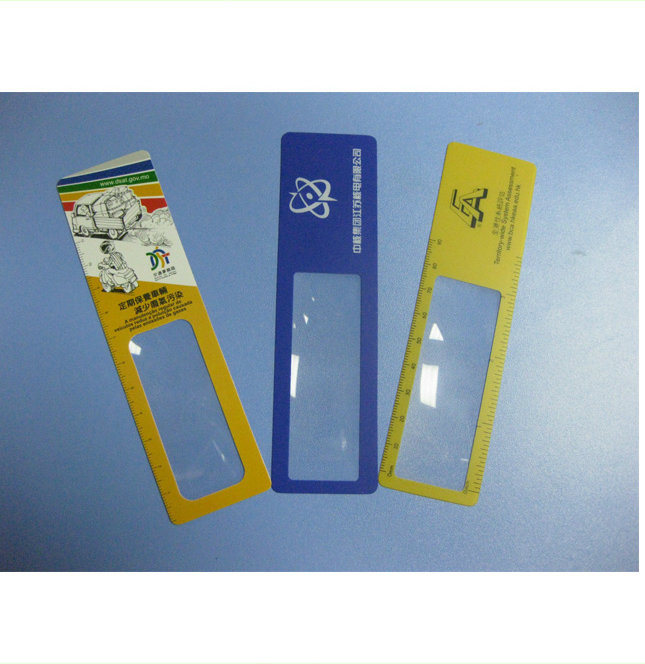 Hw801 140*38mm Promotion PVC Bookmark Reading Magnifier Ruler Magnifier