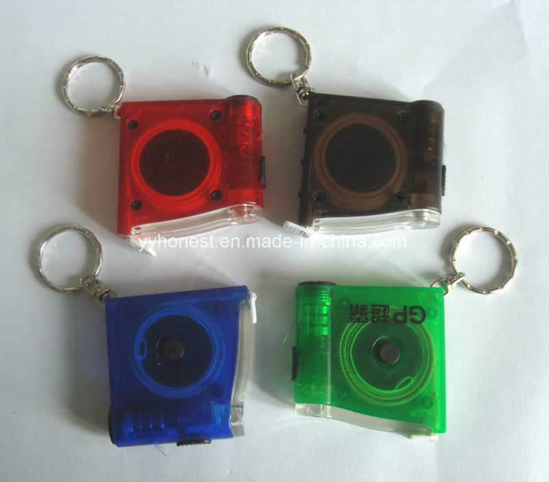 Promotion Plastic Mini Tape Measure Keyring with LED Light